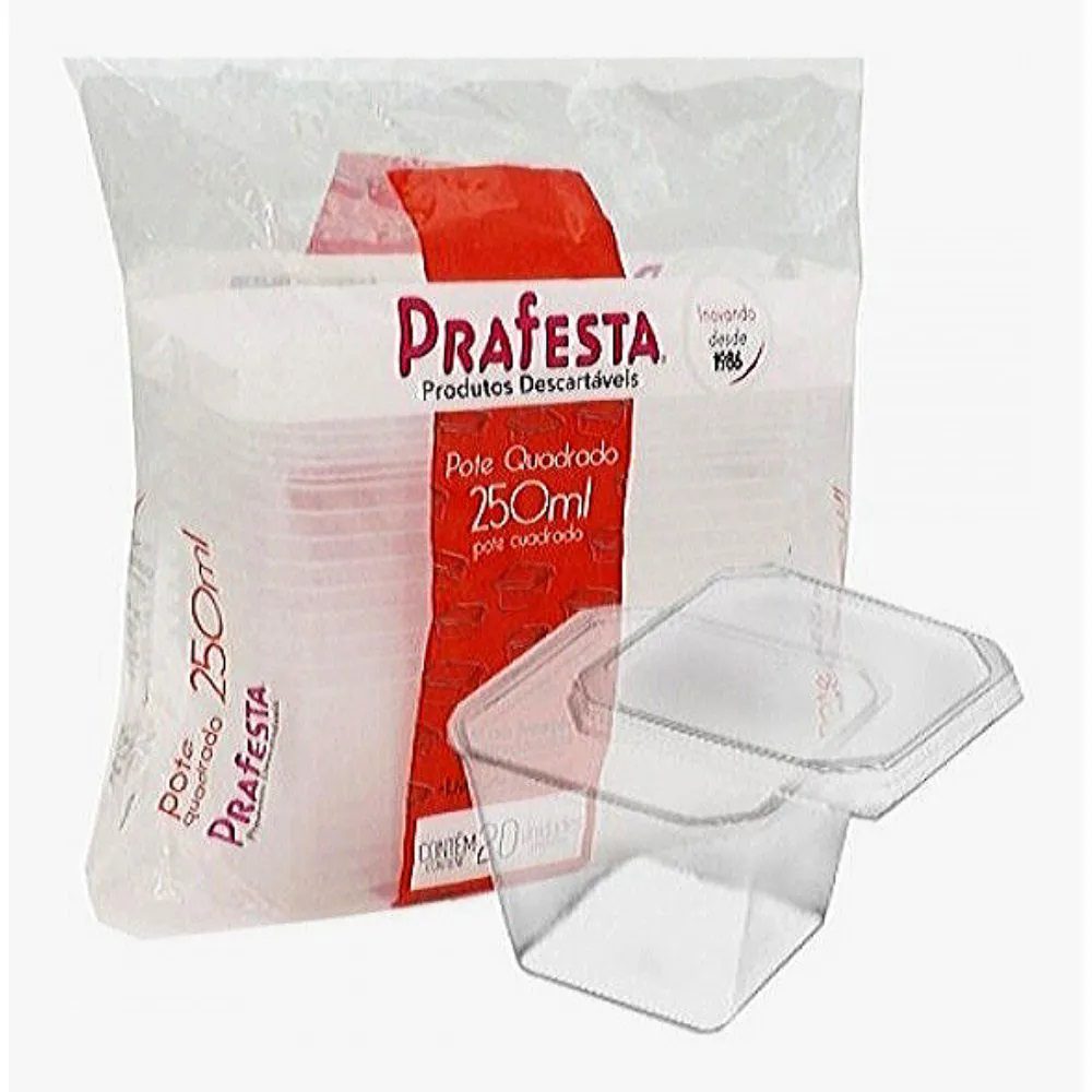 Pote Plasprafesta Quadrado 250ml C 20