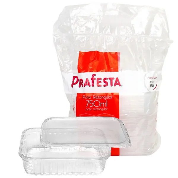 Pote Plasprafesta Retang 750ml C 24